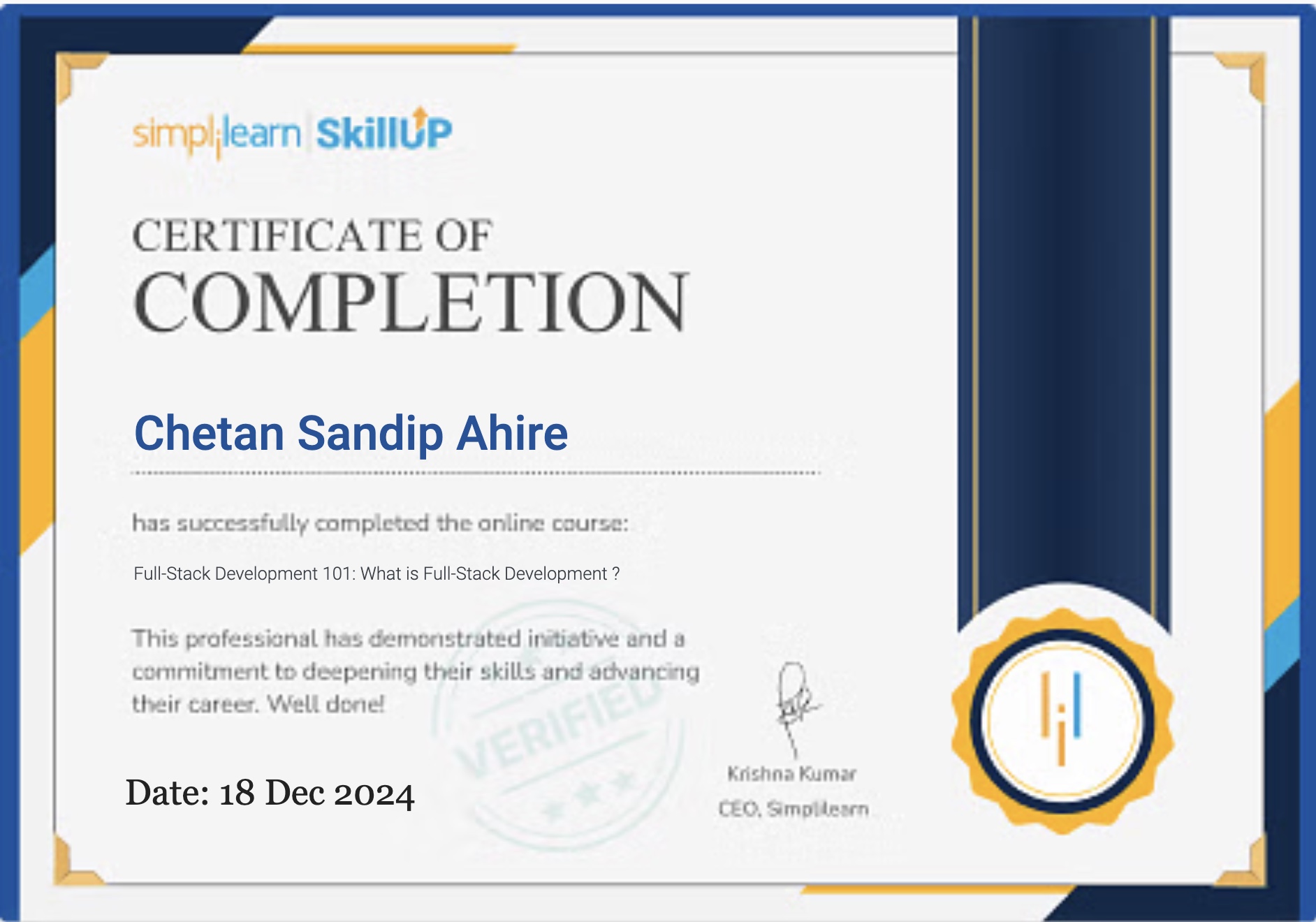 Full Stack Certificate